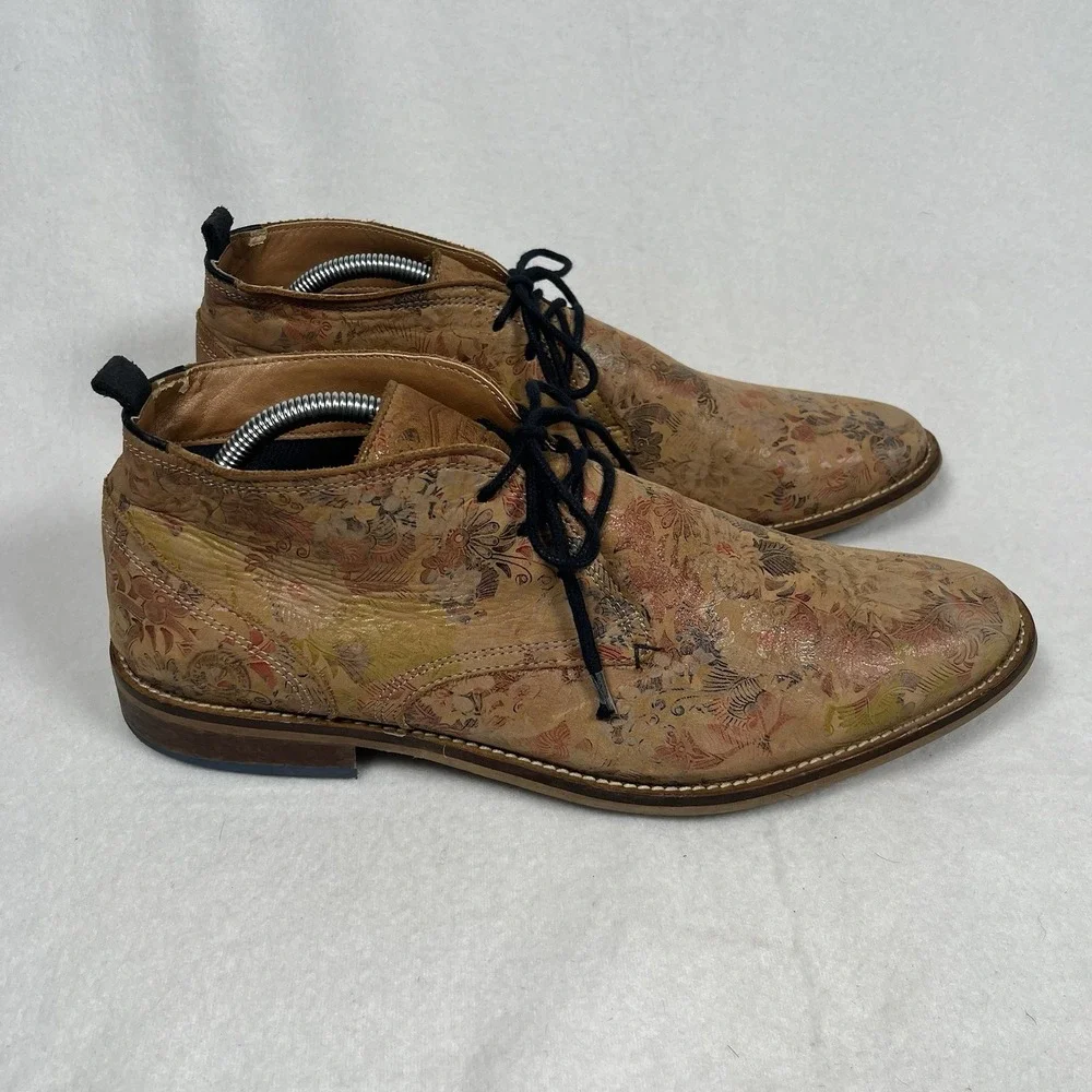 RARE Steve Madden Men Soft Leather Dress Shoe Chukka Boot Floral Ltd‎  Blade-f